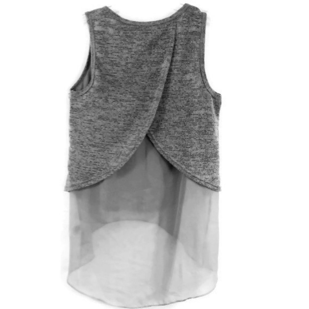 Bar III  Gray Tank Split Open Back Sheer Tail Heather Grey S